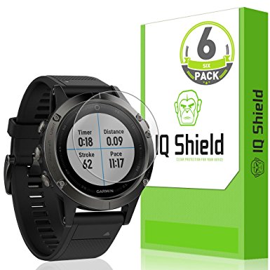 Garmin Fenix 5 Screen Protector (6-Pack), IQ Shield LiQuidSkin Full Coverage Screen Protector for Garmin Fenix 5 HD Clear Anti-Bubble Film