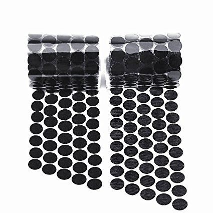 Hompie Nylon Coins Hook and Loop Strips , 520pcs (260 Pairs) 3/4" Diameter Round Pads Sticker with Self Adhesive Dots and Waterproof Sticky Glue Fastener (Black)