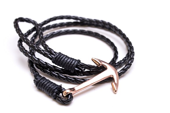 Anchor Bracelet by Be.You Company Stainless Steel Gold & Bronze Anchors with Genuine Rope Weave