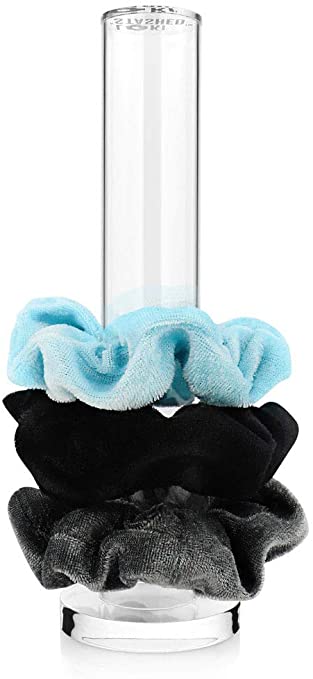 Scrunchie Holder Hair Tie Organizer Stand, 3 SCRUNCHIES INCLUDED, Acrylic Vertical Bracelet, Jewelry, Accessories, Headband Display Tower for VSCO Teen Girls Room Décor