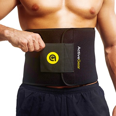 ActiveGear Premium Waist Trimmer Belt Slim Body Sweat Wrap for Stomach and Back Lumbar Support (Extra Wide Fit)