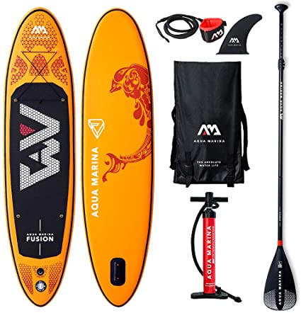 2019 Upgraded 10'4" Fusion iSUP Inflatable Paddleboard ith Bag Leash Paddle Pump - Adults and Youth Sup Deck Stand Up Paddle Boards Blow Up - 6" Thick / 30" Wide