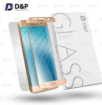 Samsung S7 edge Screen Protector, D&P Full Screen Tempered Glass Screen Protector for S7 edge (Gold frame)