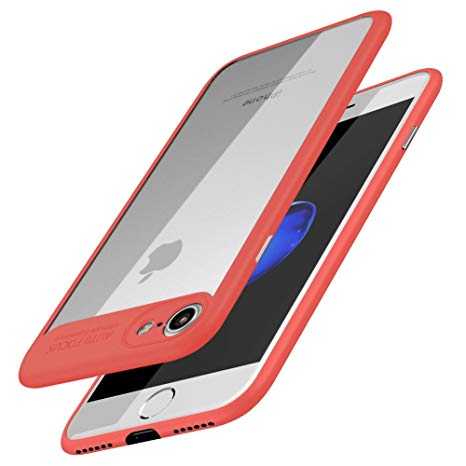 iPhone 7/8 Case, Premium Hybrid Protective Clear Bumper Case Scratch Resistant Transparent Slim Shock Absorbing Cover Apple iPhone 7/8 (4.7'')(2016) - Red