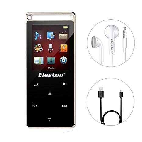 Eleston 8GB Touch Screen MP3 Player,HiFi Lossless Music Player Alloy Metal Body Support Expandable Micro SD Card to 64GB with One-Key Voice Recorder/Video/Pedometer/FM Radio/Photo Viewer (Black)