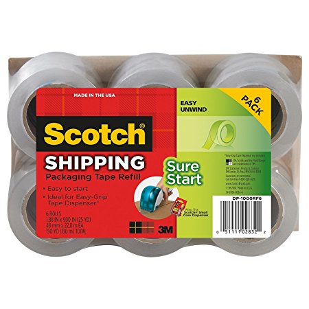 Scotch DP-1000RF6 Packaging Tape, 1.88 Inches x 900 Inches (6-Pack) (2, 1 1/2 In)