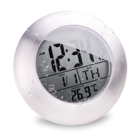 Seiorca Waterproof Digital Bathroom Shower Clock of 4 Suction Cup Display Date Temperature