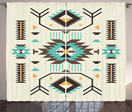 Ambesonne Southwestern Curtains, Ethnic Pattern Design from Ancient Aztec Culture with Indigenous Zigzag Motifs, Living Room Bedroom Window Drapes 2 Panel Set, 108 W X 96 L Inches, Multicolor