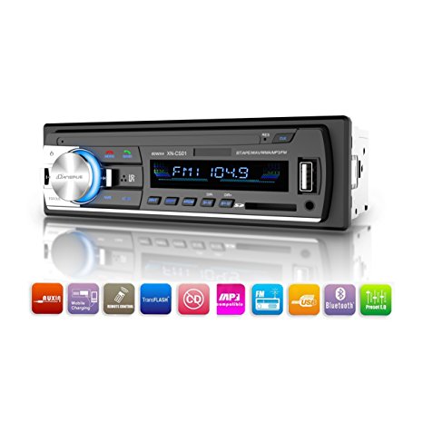 Bluetooth Car Stereo Receiver, Single Din Car Radio, Dansrueus Universal Car Stereos Audio In Dash FM Radio Receiver MP3 Player/USB/SD Card/AUX with Remote Control