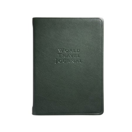 World Travel Journal, Genuine Calfskin Leather, 6", Green