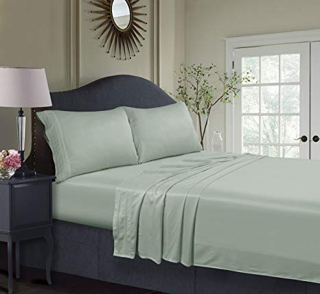 Tribeca Living BAMB300PCKISA 300 TC Rayon from Bamboo Pillow Pair, Sage Green, King