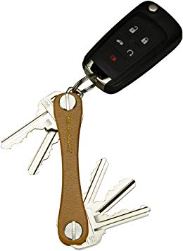 KeySmart Leather - Compact Key Holder & Pocket Keychain Organizer (up to 10 Keys, Tan)