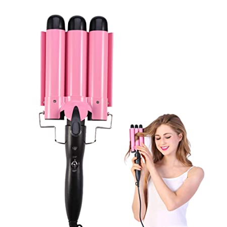 Hair Curling Roll Ceramic Iron,Temperature Adjustable Portable 3 Barrels 4 Size Wave Iron Wand Curler DIY Curly Hair Styling Tools(32mm)