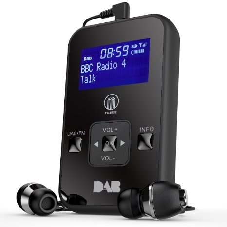 Kite DAB Digital FM Personal Portable Pocket Handheld Radio Battery Powered / Headphones - Black