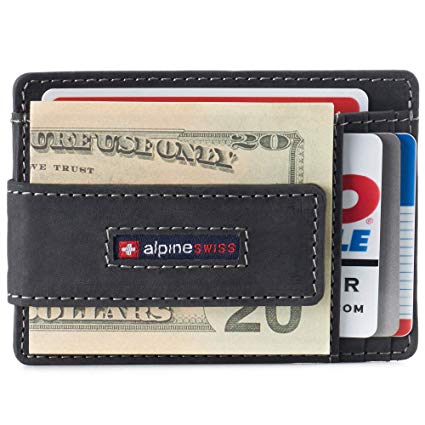 Alpine Swiss RFID Harper Money Clip Front Pocket Wallet For Men