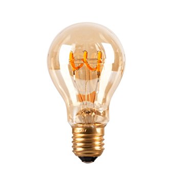 SEALIGHT Vintage Flexible LED Filament Bulb A19 / A60 - 4W E26 Base, Amber , WARM White 2200K, Edison Bulb 40W Equivalent, 120V, Dimmable, 1 Pack