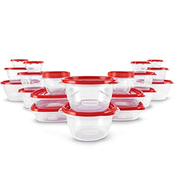 Rubbermaid TakeAlongs Food Storage Containers, 40 Piece Set, Ruby Red