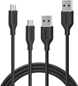 Anker Flow Cable, USB A to USB C Cable (6ft, 2Pack), Car Carplay Type C Charger, for iPhone 15, Samsung Galaxy S23 / S22, Note20 / 10 Series, HTC, and More (Cord Organizer Included, Midnight Black)