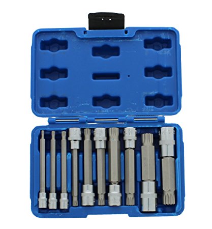 ABN XZN Triple Square Spline Bit Socket Set, 10 Piece Extra Long 4-Inch Kit ¼“ ⅜” and ½” Drive