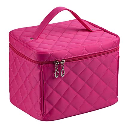 EN'DA big size Nylon Cosmetic bag with quality zipper single layer travel Makeup bags (Rose)