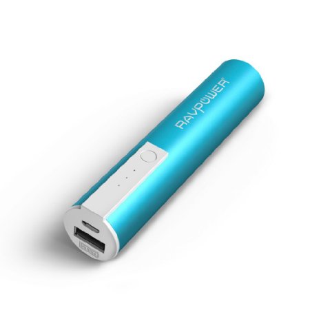 External Battery RAVPower 3350mAh 3rd Gen Luster Mini Portable Charger Power Bank Pack With iSmart Technology For iPhone, Android, Galaxy, Windows Smartphones and More - Blue