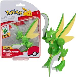 Pokémon SCYTHER BATTLE FEATURE FIGURE - 4.5-Inch Scyther Battle Figure with Chop Attack Arms