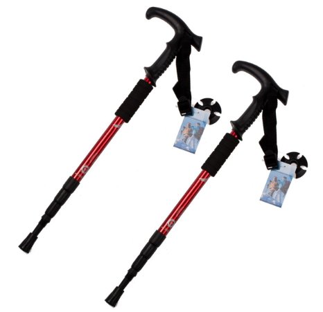 Life & Fit 2-pack of Folding Collapsible Alpenstocks, Anti Shock Hiking Trekking Walking Trail Poles, ultralight for travel mountaineering