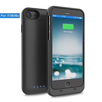 iPhone 7/ 6s/ 6 Battery Case, XREXS 3200mAh Rechargeable Extended Cell Phone Battery Charger Case,Backup Power bank with Micro USB Cable,Portable Charging Case Cover for iPhone (Black)