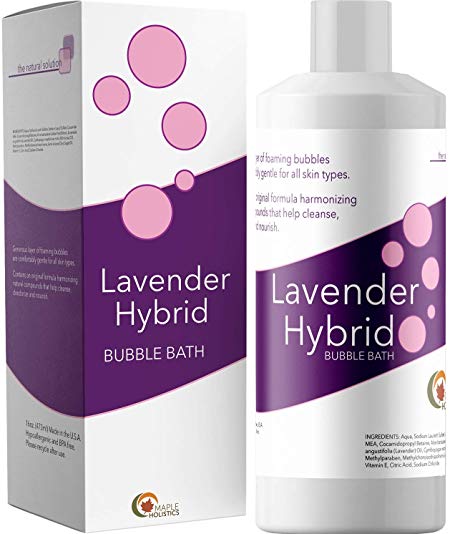 Bubble Bath for Women, Men and Teens - Lavender Hybrid, Gentle, and Safe for Sensitive Skin - With Vitamin E and Aloe Vera, 16 oz.