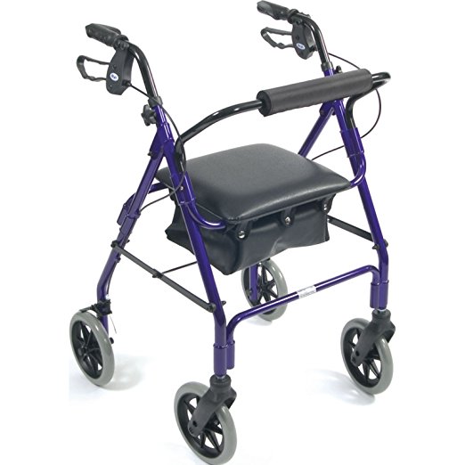 Days Lightweight Aluminum Rollator, Mobile Walker and Rest Seat for Elderly, Disabled, and Limited Mobility Patients, Walking Stabilizer for Post Surgery and Injury Individuals, Four Wheel Aid