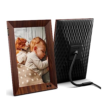 Nixplay Smart Digital Photo Frame 10.1 Inch Wood-Effect - Share Moments Instantly via EMail or App
