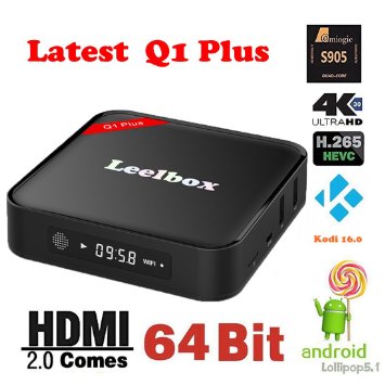 Leelbox Q1 Plus android tv box Kodi 16.0 version Pre installed Amlogic S905 Quad-core cortex-A53 64bit Android 5.1 1GB DDR3 RAM 8GB emmc Flash HDMI 2.0 Miracast 4K*2K Streaming Media Player