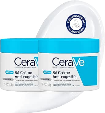 CeraVe Crème SA Anti-Rugosités - 2 x 177ml - Crème Exfoliante Hydratante 24h Corps pour Peaux Très Sèches, Rugueuses et Kératose Pilaire