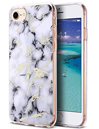 ULAK iPhone 6s Case Marble, iPhone 7 Case,iPhone 8 Case, Slim Clear Hybrid Shock Absorbing & Scratch Resistant Case Cover Hard Back Panel   TPU Bumper for Apple iPhone 8,7,6 & 6S 4.7 inch-Marble