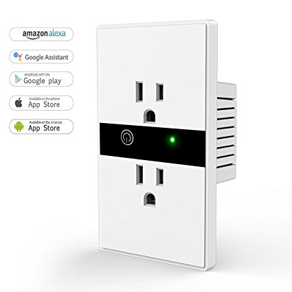 Smart Wall Outlet, Wi-Fi In-Wall Socket with Timing Function, No Hub Required, Remote Control Your Devices Anywhere, Works with Amazon Alexa, Google Home (Android 4.1 / iOS 8.0 Above)