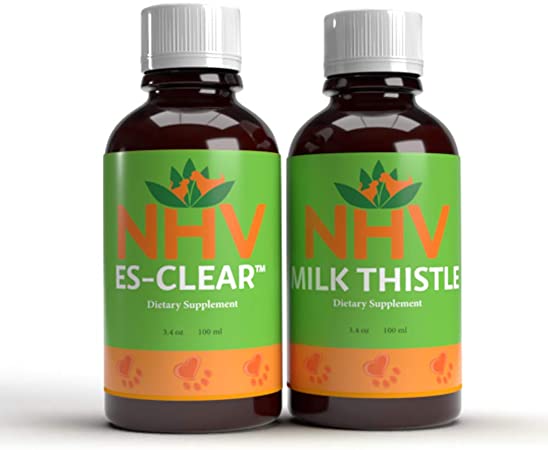 NHV Milk Thistle & ES Clear Pet Supplement Bundle for Cats & Dogs Supports Immune System & Liver for Overall Wellbeing | Organic or Ethically Crafted Ingredients | Vet Formulated | Pet Approved