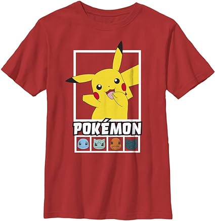 Pokemon Kids Squares Team Boys Short Sleeve Tee Shirt