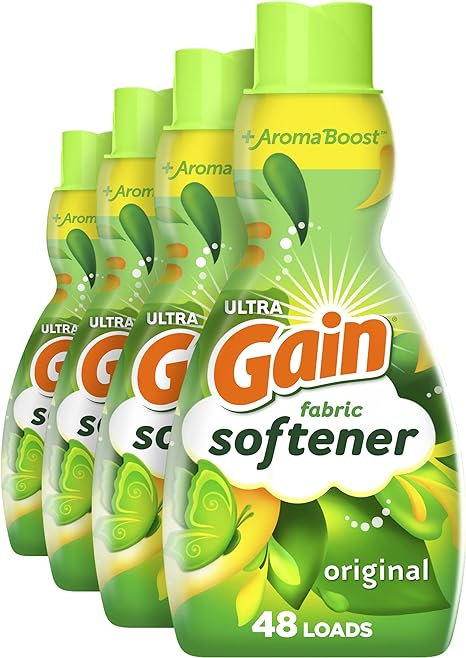 Gain Laundry Fabric Softener Liquid, Original Scent, 41 fl oz, 48 loads, HE Compatible, Pack of 4, (Packaging May Vary)
