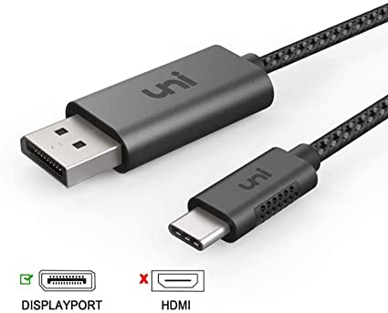 USB C to DisplayPort Cable 3ft (4K@60Hz, 2K@165Hz), uni Thunderbolt 3 to DisplayPort Cable Compatible for MacBook Pro 2019/2018/2017, MacBook Air/iPad Pro 2018, XPS 15, Surface Book 2 - Gray