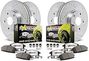 Power Stop K8453-26, Z26 Front and Rear Brake Kit-Drilled/Slotted Brake Rotors & Carbon Ceramic Pads