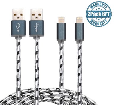 ZYD® Certified Nylon Braided 8 Pin Lightning to USB Cable (2 Pack 6 Feet)