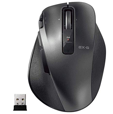 ELECOM-Japan Brand-Wireless 2.4GHz Ergonomic Design Mouse/Ultimate Laser Sensor / 8 Button/Tilt Wheel Function/Large Size/Black/M-XGL20DLBK