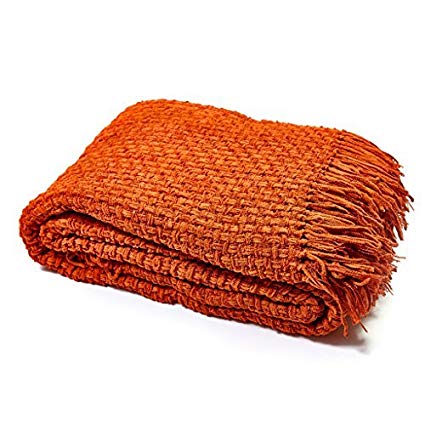 Luxury Chunky Chenille Knitted Sofa / Bed Throw Blanket (295cm x 394cm (100" x 155"), Bronze)