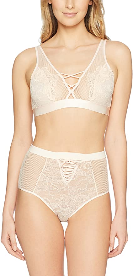 Amazon Brand - Mae Women's Allover Lace Bralette and High Waisted Panty Set