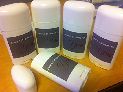 5 Empty Deodorant Containers White 2.5oz- with "I Made It At Home for You"