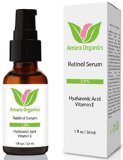 Retinol Serum 25 - With Hyaluronic Acid and Vitamin E - Best Natural and Organic Anti Aging Serum - Reduce Fine Lines and Wrinkles Fade Age Spots and Clear Acne - 1 oz