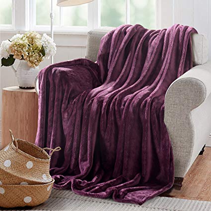 Reafort Ultra Soft Flannel Fleece All Season Light Weight Living Room/Bedroom Warm Blanket(Purple, Throw 50"X60")