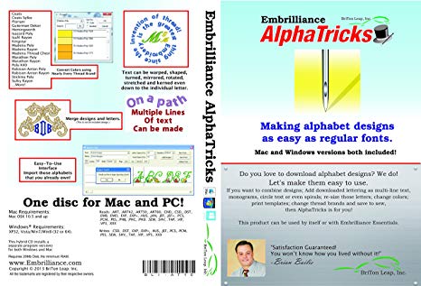 Embrilliance AlphaTricks Embroidery Software for Mac & PC