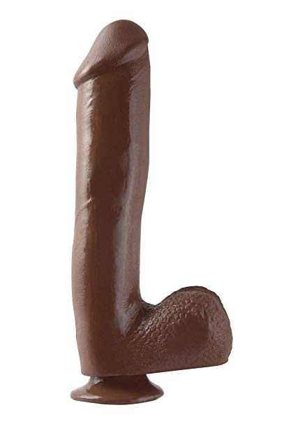 Basix 10-Inch Suction Cup Dong, Brown
