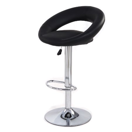 PU Leather Hydraulic Lift Adjustable Counter Bar Stool Dining Chair Black (153)